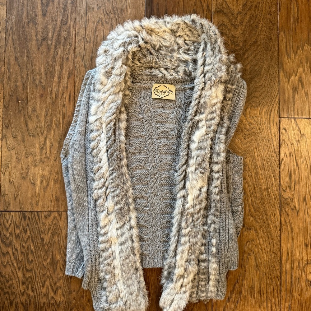 DejaVu gray faux fur sweater vest